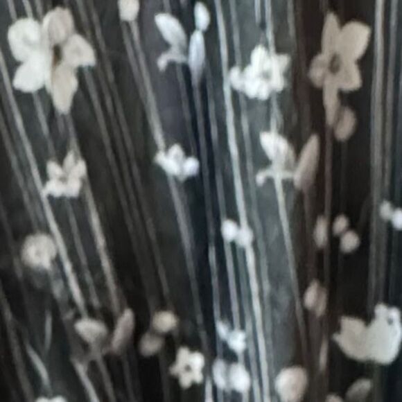 Komarov Midnight Vine Black Print Chiffon Whiskered Floral Midi Dress Sz XS - Picture 6 of 7